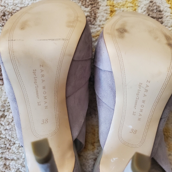 Zara Slingback peep toe heel in grey 38/7.5 - Picture 4 of 12